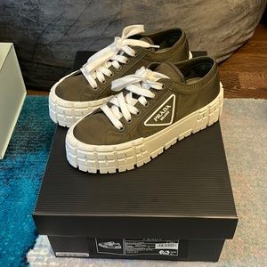 Prada Platform Sneaker, Dark Green, Size 36.5